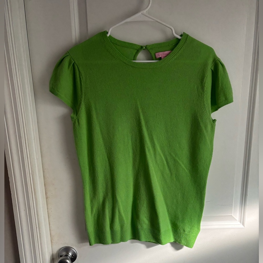 Lilly Pulitzer Fitted Green Cap Sleeve Tee